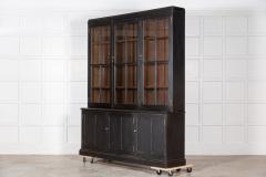 Large 19thC English Ebonised Oak Glazed Dresser Cabinet - 2888534