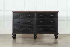 Large 19thC English Ebonised Pine Bank Drawers - 3417684