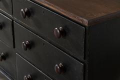 Large 19thC English Ebonised Pine Bank Drawers - 3417693
