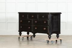 Large 19thC English Ebonised Pine Dresser Base Drawers - 3678109