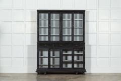 Large 19thC English Ebonised Pine Glazed Dresser Bookcase - 3410532