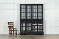 Large 19thC English Ebonised Pine Glazed Dresser Bookcase - 3410535