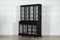 Large 19thC English Ebonised Pine Glazed Dresser Bookcase - 3410536