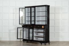 Large 19thC English Ebonised Pine Glazed Dresser Bookcase - 3410537