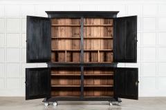 Large 19thC English Ebonised Pine Housekeepers Cupboard - 4156848