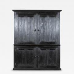 Large 19thC English Ebonised Pine Housekeepers Cupboard - 4159160