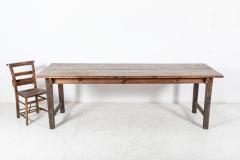 Large 19thC English Elm Pine Top Refectory Dining Table - 2236606