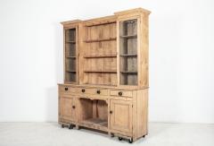 Large 19thC English Glazed Inverted Breakfront Pine Dresser - 2351196