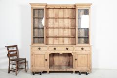 Large 19thC English Glazed Inverted Breakfront Pine Dresser - 2351198