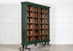 Large 19thC English Glazed Painted Pine Bookcase - 4412037