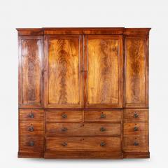 Large 19thC English Mahogany Breakfront Linen Press - 3995432