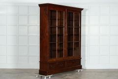 Large 19thC English Mahogany Glazed Bookcase - 3307349