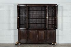 Large 19thC English Oak Glazed Breakfront Bookcase - 3307384