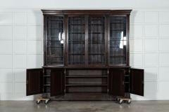 Large 19thC English Oak Glazed Breakfront Bookcase - 3307385