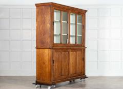 Large 19thC English Oak Glazed Butlers Pantry Cabinet - 3904726