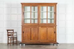 Large 19thC English Oak Glazed Butlers Pantry Cabinet - 3904727