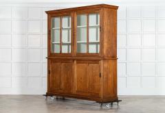 Large 19thC English Oak Glazed Butlers Pantry Cabinet - 3904729