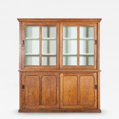 Large 19thC English Oak Glazed Butlers Pantry Cabinet - 3907465