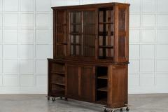 Large 19thC English Oak Glazed Housekeepers Cabinet - 3228946