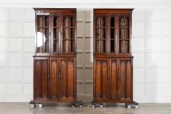 Large 19thC English Oak Glazed Library Bookcase - 4441829