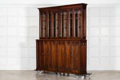 Large 19thC English Oak Glazed Library Bookcase - 4441833