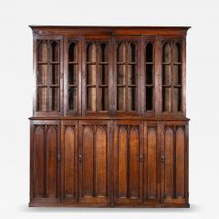 Large 19thC English Oak Glazed Library Bookcase - 4441869