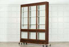 Large 19thC English Oak Mahogany Glazed Bookcase Cabinet - 3610763