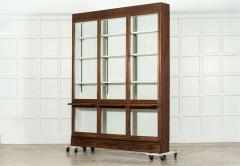 Large 19thC English Oak Mahogany Glazed Bookcase Cabinet - 3610765