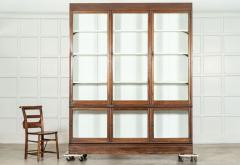 Large 19thC English Oak Mahogany Glazed Bookcase Cabinet - 3610767