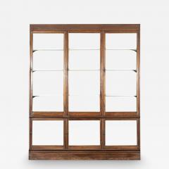 Large 19thC English Oak Mahogany Glazed Bookcase Cabinet - 3612323