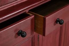 Large 19thC English Painted Pine Glazed Housekeepers Cupboard - 4470004