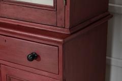 Large 19thC English Painted Pine Glazed Housekeepers Cupboard - 4470005