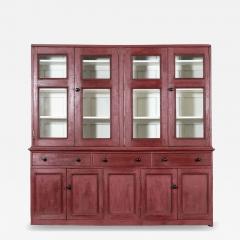 Large 19thC English Painted Pine Glazed Housekeepers Cupboard - 4470025