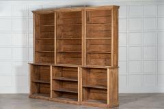 Large 19thC English Pine Breakfront Bookcase - 2999869