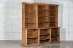 Large 19thC English Pine Breakfront Bookcase - 2999870