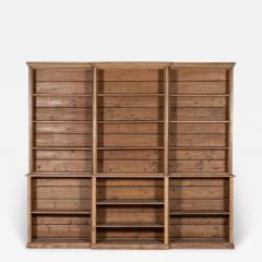 Large 19thC English Pine Breakfront Bookcase - 3002202