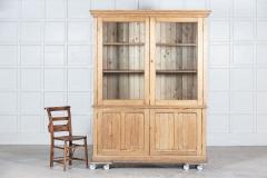 Large 19thC English Pine Glazed Display Cabinet Bookcase - 2735200