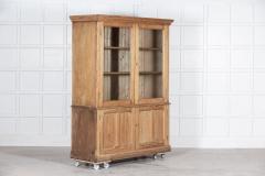 Large 19thC English Pine Glazed Display Cabinet Bookcase - 2735201