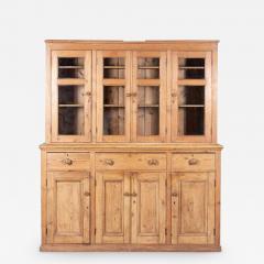 Large 19thC English Pine Glazed Housekeepers Cupboard - 2740293