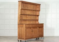Large 19thC English Pine Waterfall Dresser - 3647354