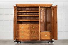Large 19thC English Satin Birch Compactum Wardrobe - 4210923