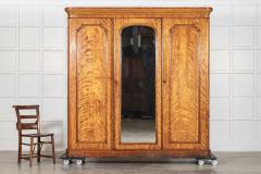 Large 19thC English Satin Birch Compactum Wardrobe - 4210926