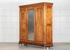 Large 19thC English Satin Birch Compactum Wardrobe - 4210927