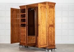 Large 19thC English Satin Birch Compactum Wardrobe - 4210928