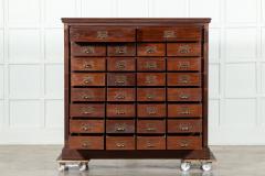 Large 19thC English Walnut Apothecary Bank Drawers - 3485956