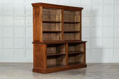 Large 19thC English Walnut Birch Bookcase - 3083623