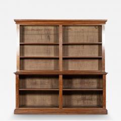 Large 19thC English Walnut Birch Bookcase - 3088363