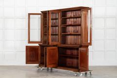 Large 19thC English Walnut Glazed Bookcase - 4210716
