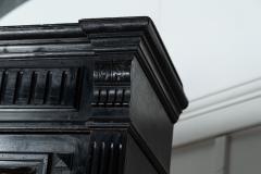Large 19thC French Ebonised Oak Glazed Bookcase Cabinet - 3094563