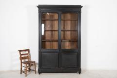 Large 19thC French Ebonized Oak Glazed Vitrine Bookcase - 2303274